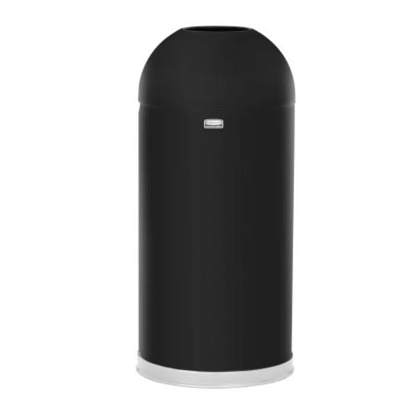 Can Trash Steel 15gal Open Lid Decorative/Recessed Handles Black Round Each